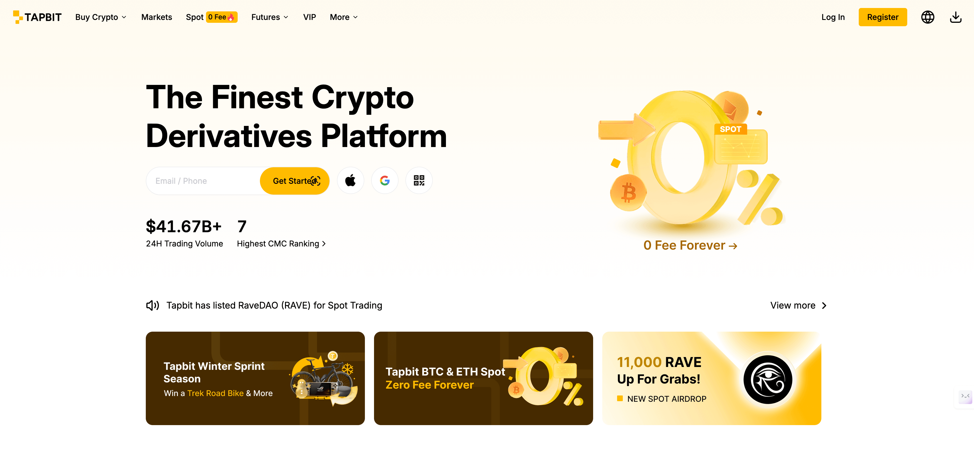 Tapbit Exchange Homepage